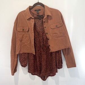 Rust forever 21 bundle romper and jacket women’s medium
